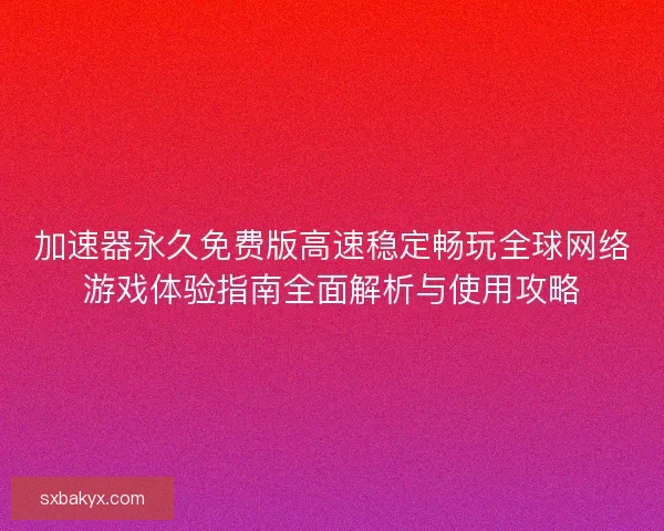加速器永久免费版高速稳定畅玩全球网络游戏体验指南全面解析与使用攻略