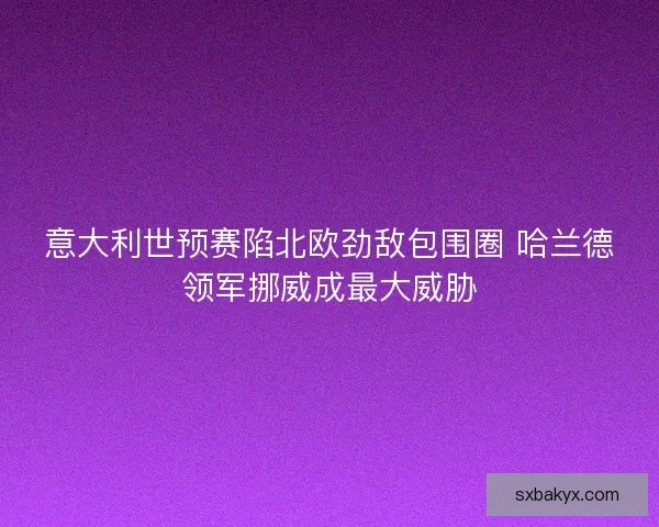 意大利世预赛陷北欧劲敌包围圈 哈兰德领军挪威成最大威胁