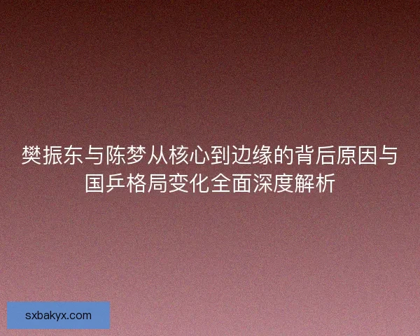 樊振东与陈梦从核心到边缘的背后原因与国乒格局变化全面深度解析